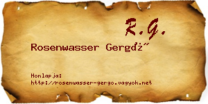 Rosenwasser Gergő névjegykártya